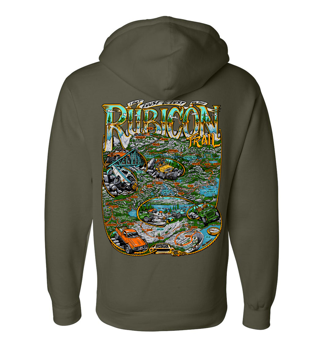 PRE-ORDER!!! Rubicon map hoodie - Flat fender GREEN