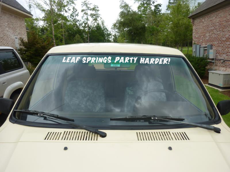 Leaf springs party harder windsheild sticker