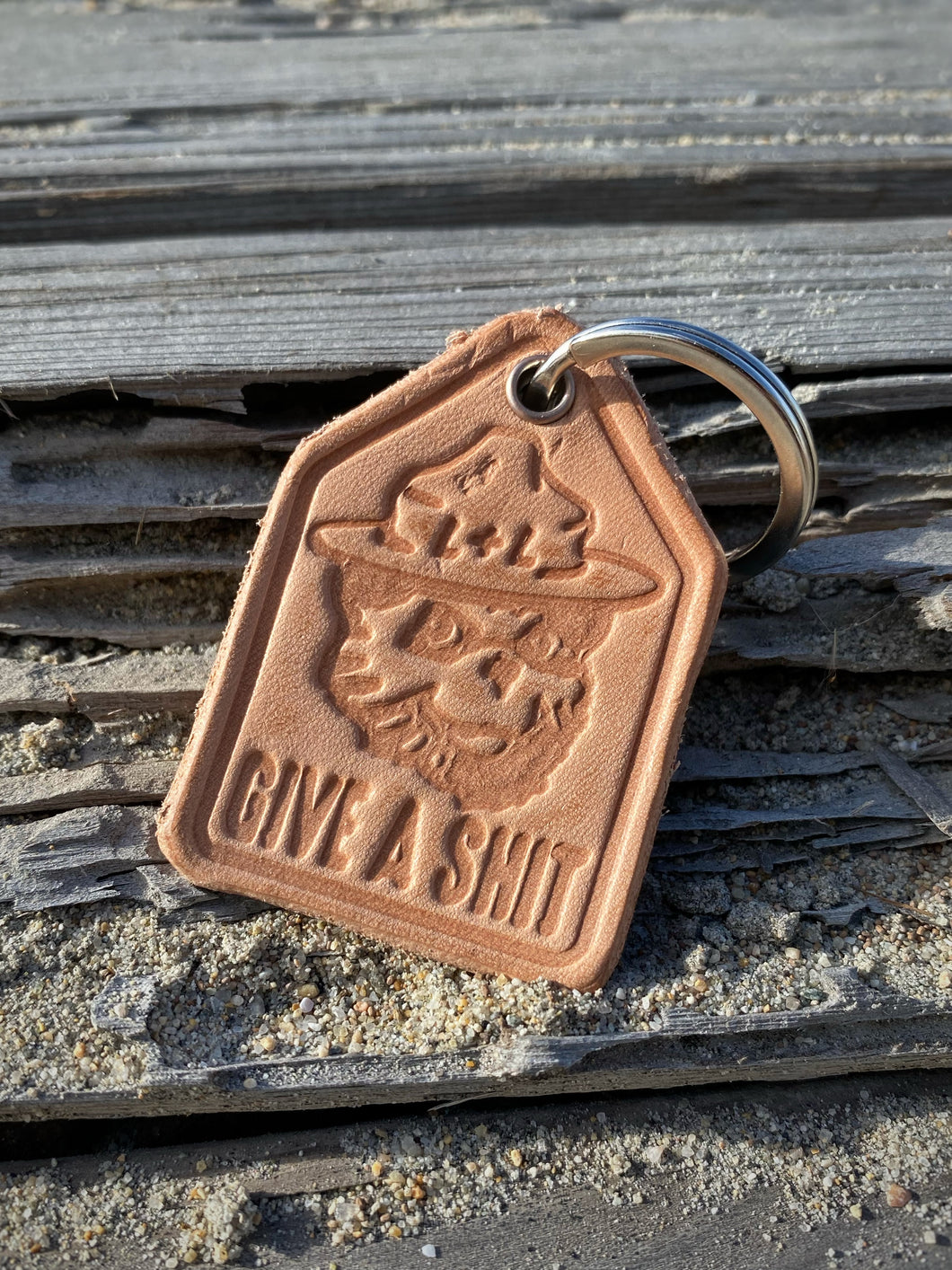 Give A Sh*t handmade leather keychain