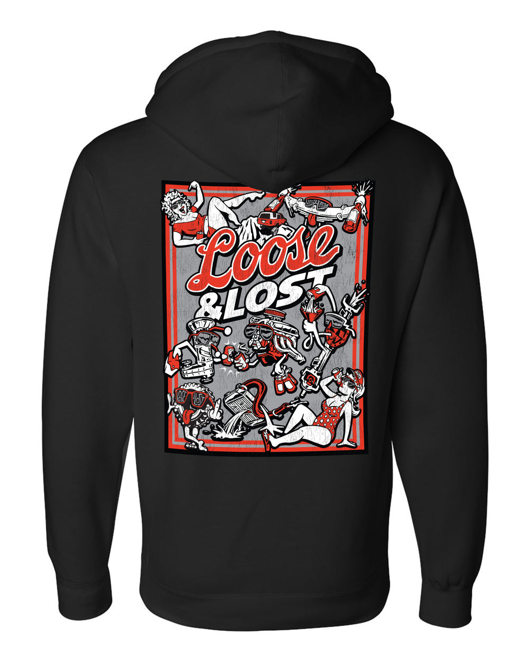 Loose & Lost beer mirror hoodie BLACK